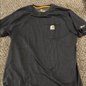 Carhartt Men’s Black Short-Sleeve Pocket Tee with Gold Logo Accent